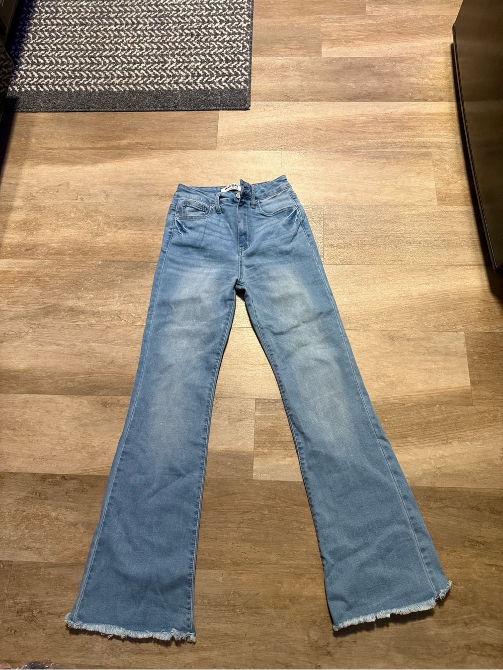 Wax Jean Light Wash Flare Jeans in Blue